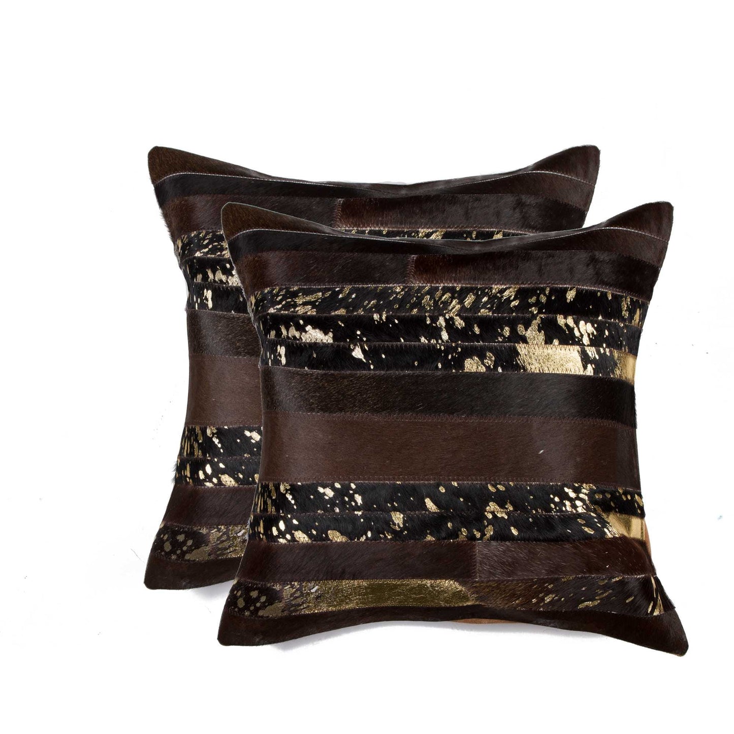 18" X 18" X 5" Gold And Chocolate Quattro Pillow 2 Pack