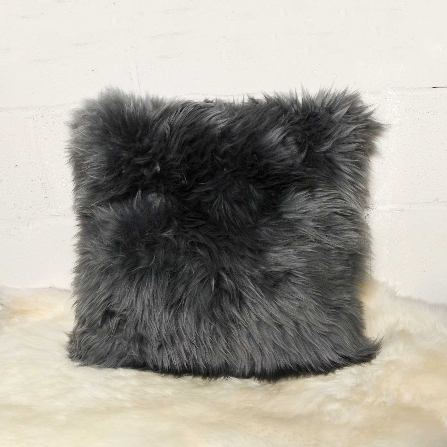 18" X 18" X 5" Gray Sheepskin Pillow 2 Pack