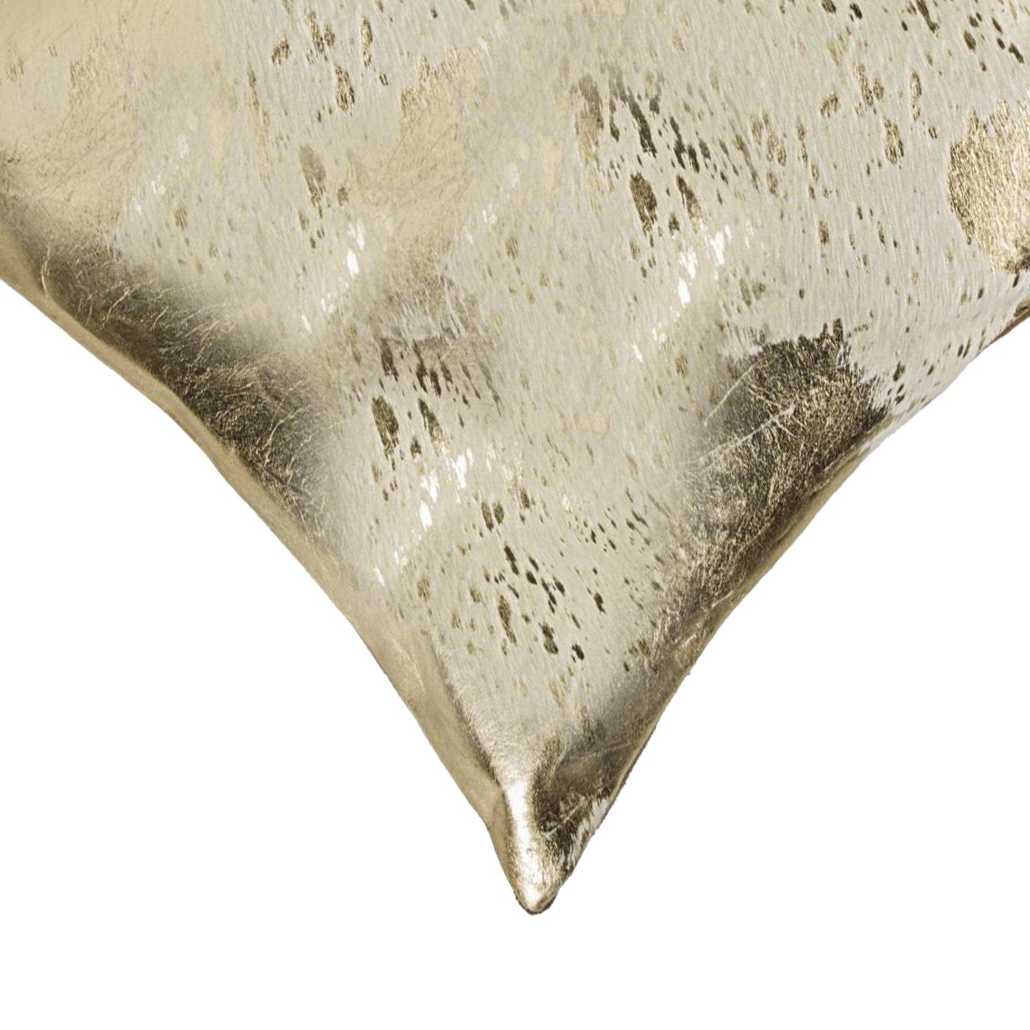 18" X 18" X 5" Gray And Gold Cowhide Pillow