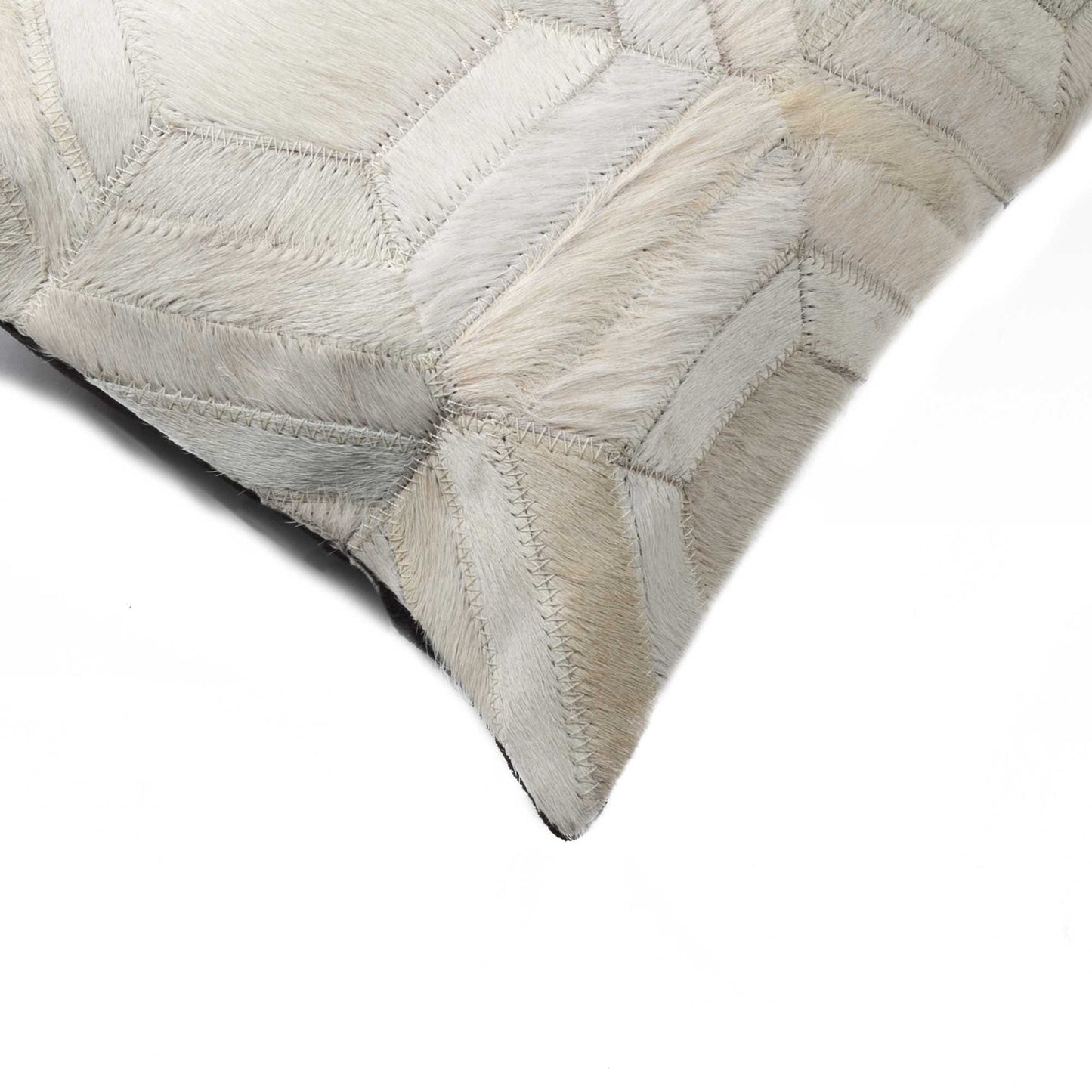 12" X 20" X 5" White And Brown Cowhide Pillow