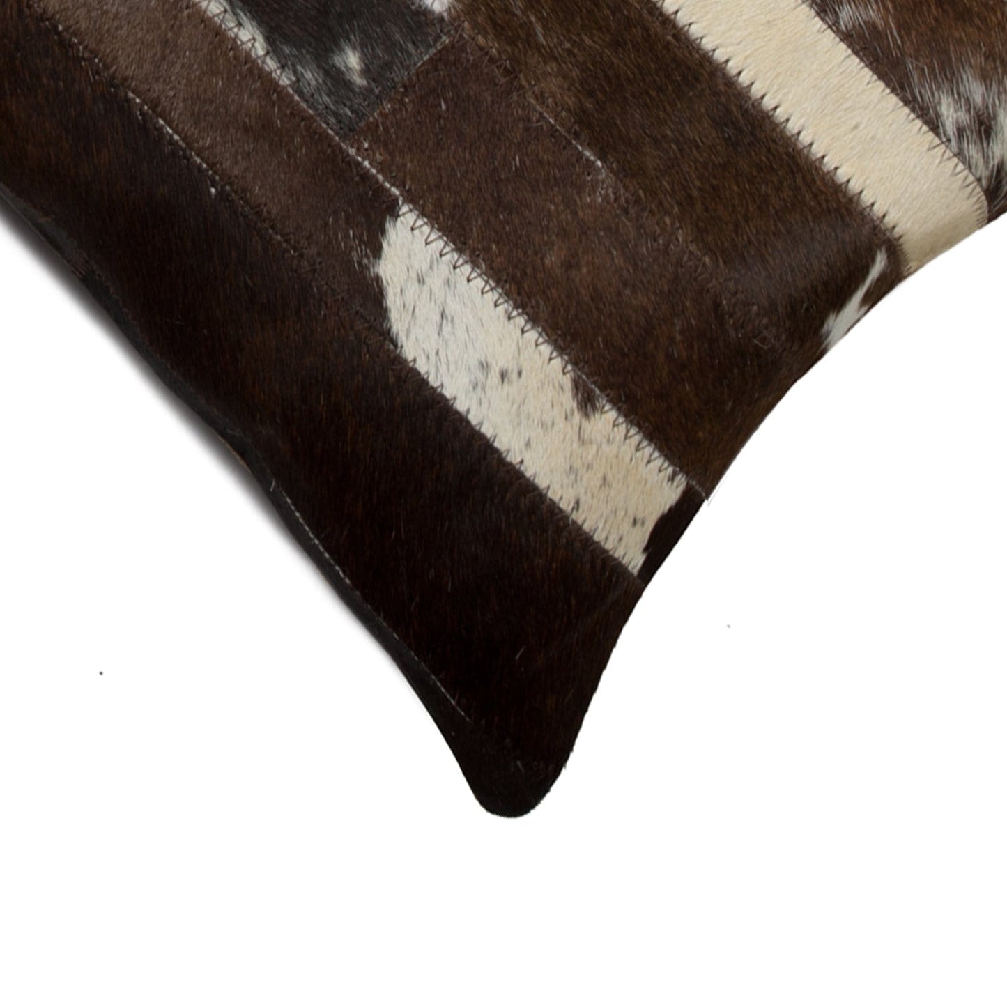 12" X 20" X 5" White And Brown Cowhide Pillow