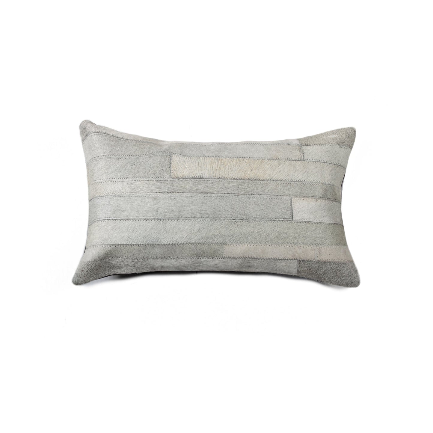 12" X 20" X 5" White And Brown Cowhide Pillow