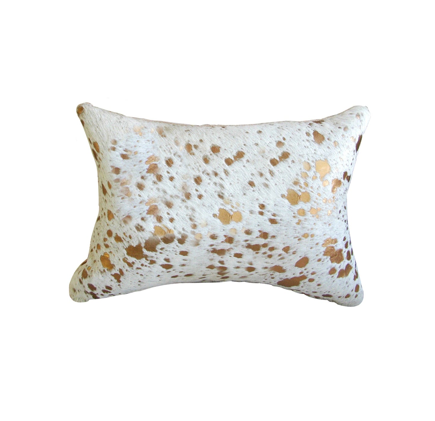 12" X 20" X 5" Impressive Natural And Gold Torino Kobe Cowhide Pillow