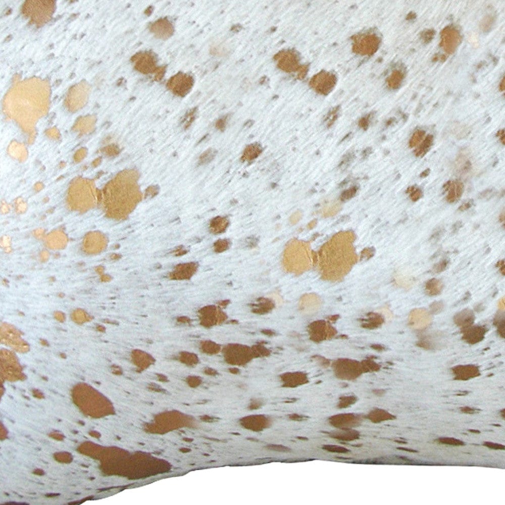 12" X 20" X 5" Impressive Natural And Gold Torino Kobe Cowhide Pillow