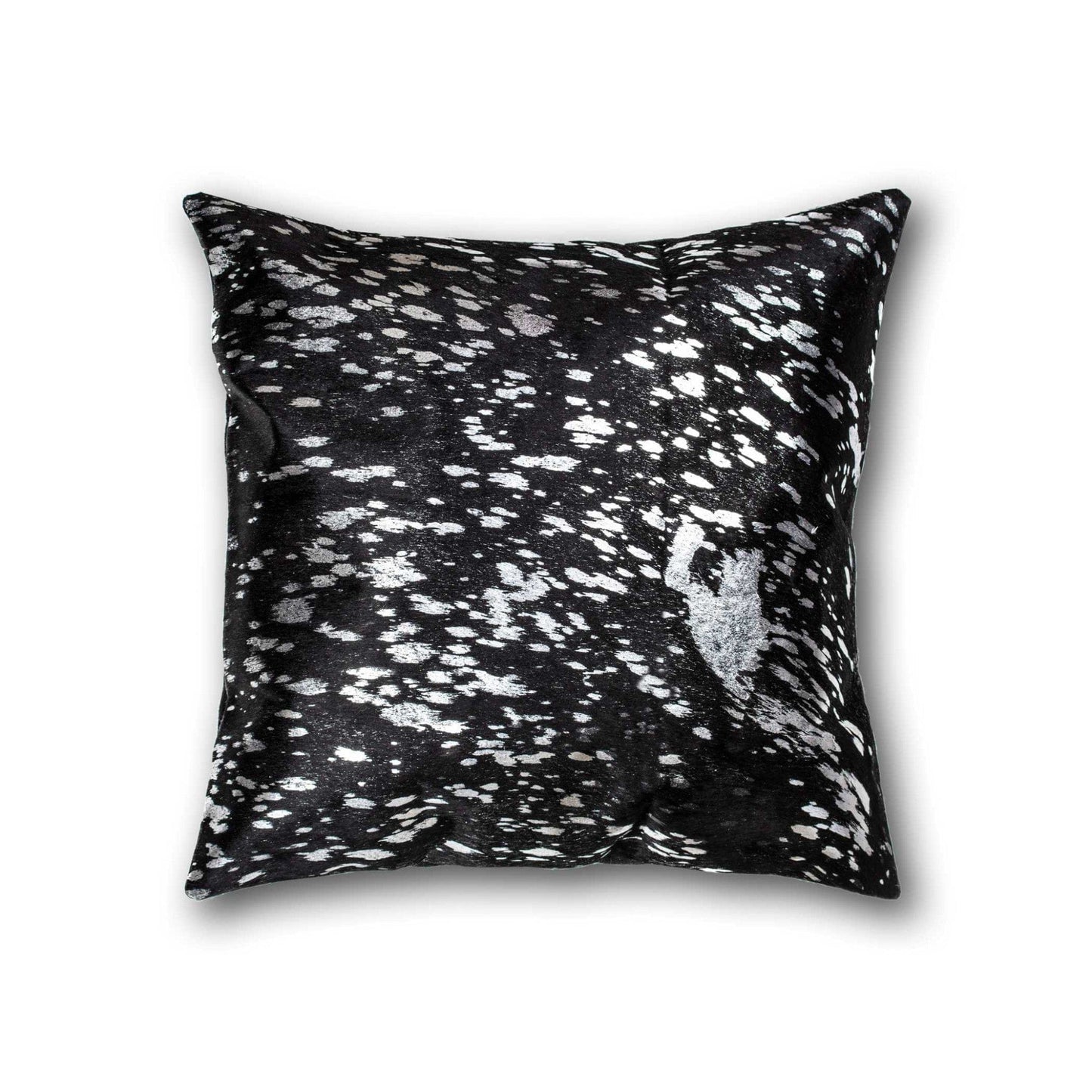 18" X 18" X 5" Black And Silver Torino Kobe Cowhide Pillow