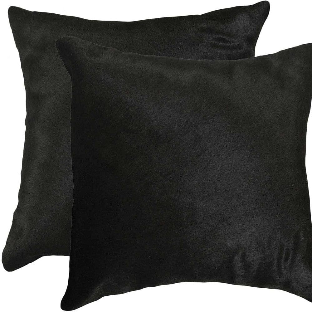 18" X 18" X 5" Black Torino Cowhide Pillow 2 Pack