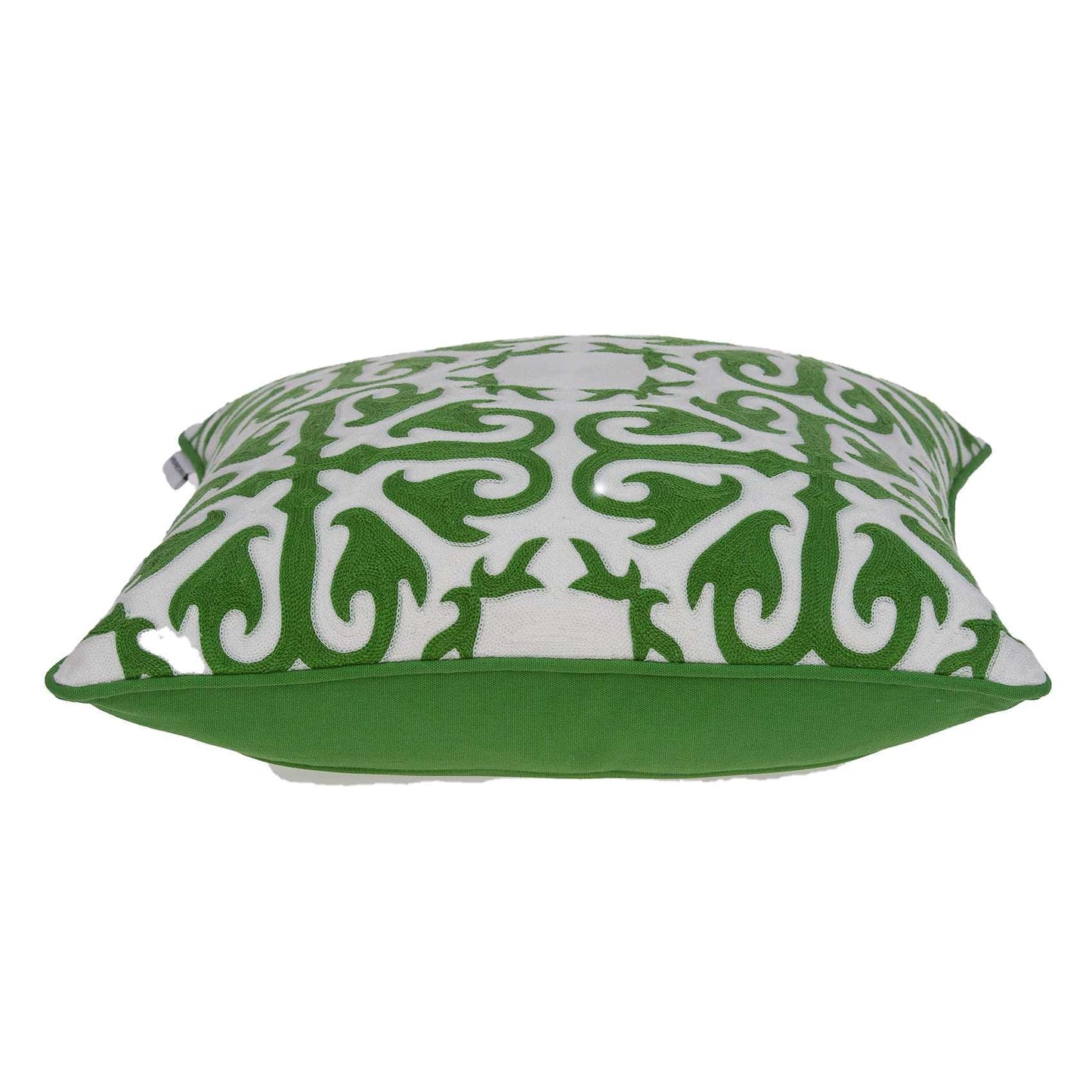 20" X 0.5" X 20" Transitional Green And White Accent Cotton Pillow Cover