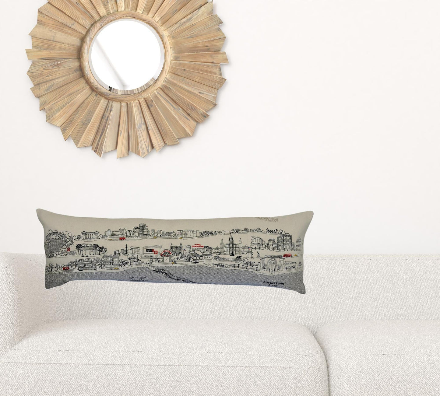 45" White New Orleans Daylight Skyline Lumbar Decorative Pillow