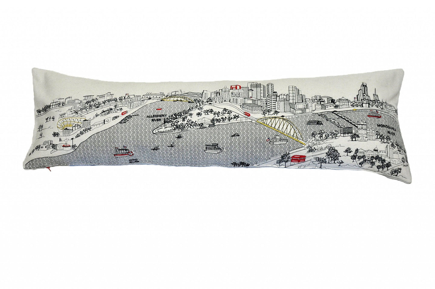 45" White Pittsburgh Daylight Skyline Lumbar Decorative Pillow