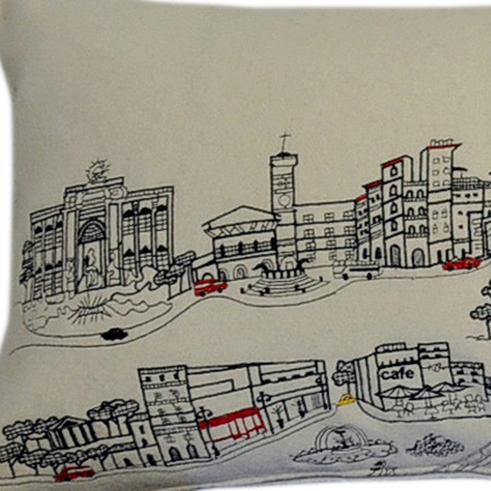 45" White Rome Daylight Skyline Lumbar Decorative Pillow