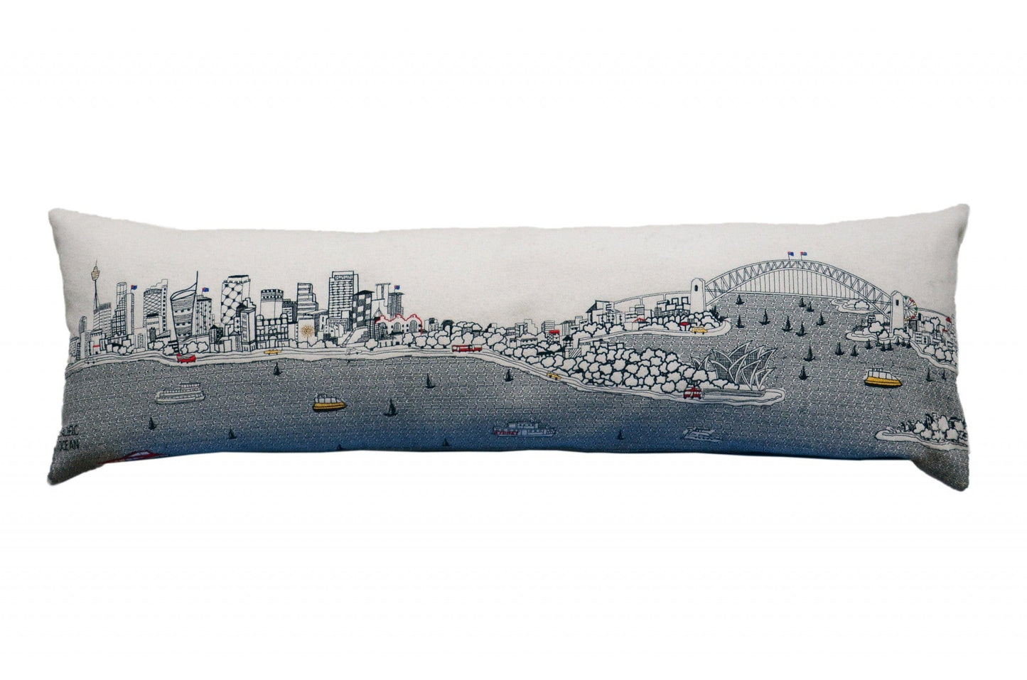 45" White Sydney Daylight Skyline Lumbar Decorative Pillow