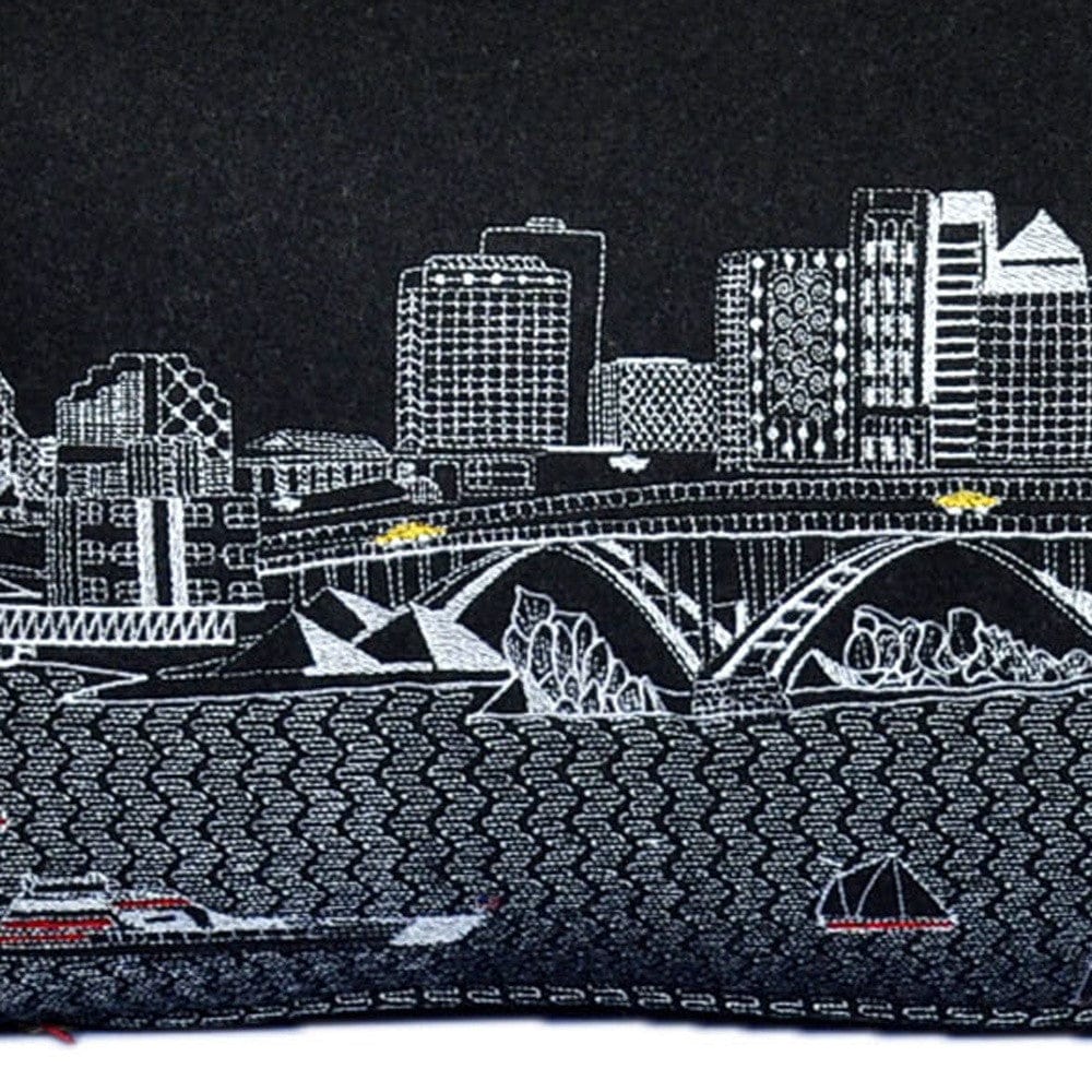35" Black Cleveland Nighttime Skyline Lumbar Decorative Pillow