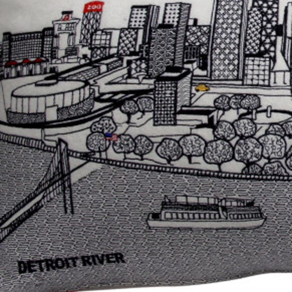 35" White Detroit Daylight Skyline Lumbar Decorative Pillow