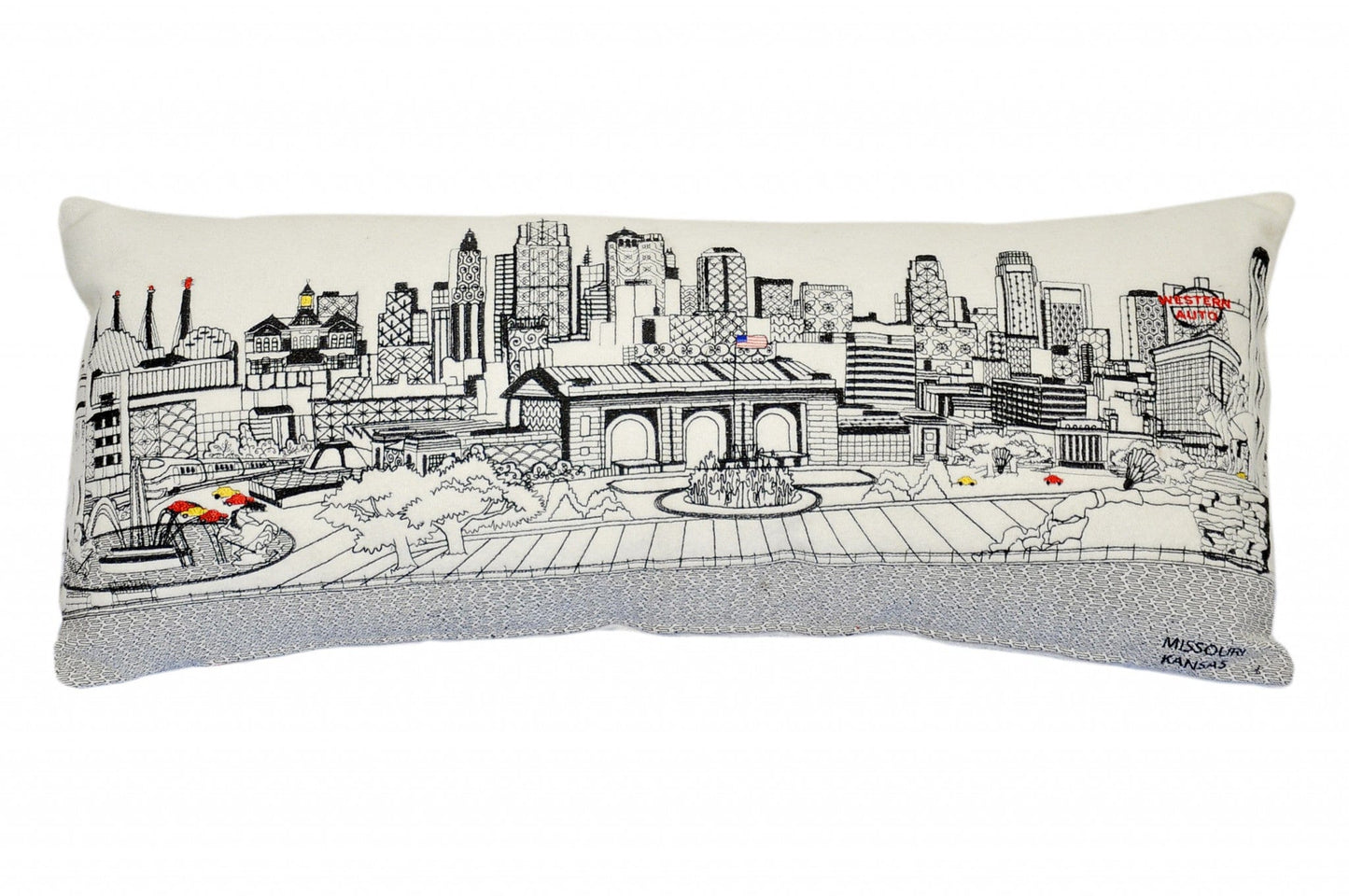 35" White Kansas City Daylight Skyline Lumbar Decorative Pillow