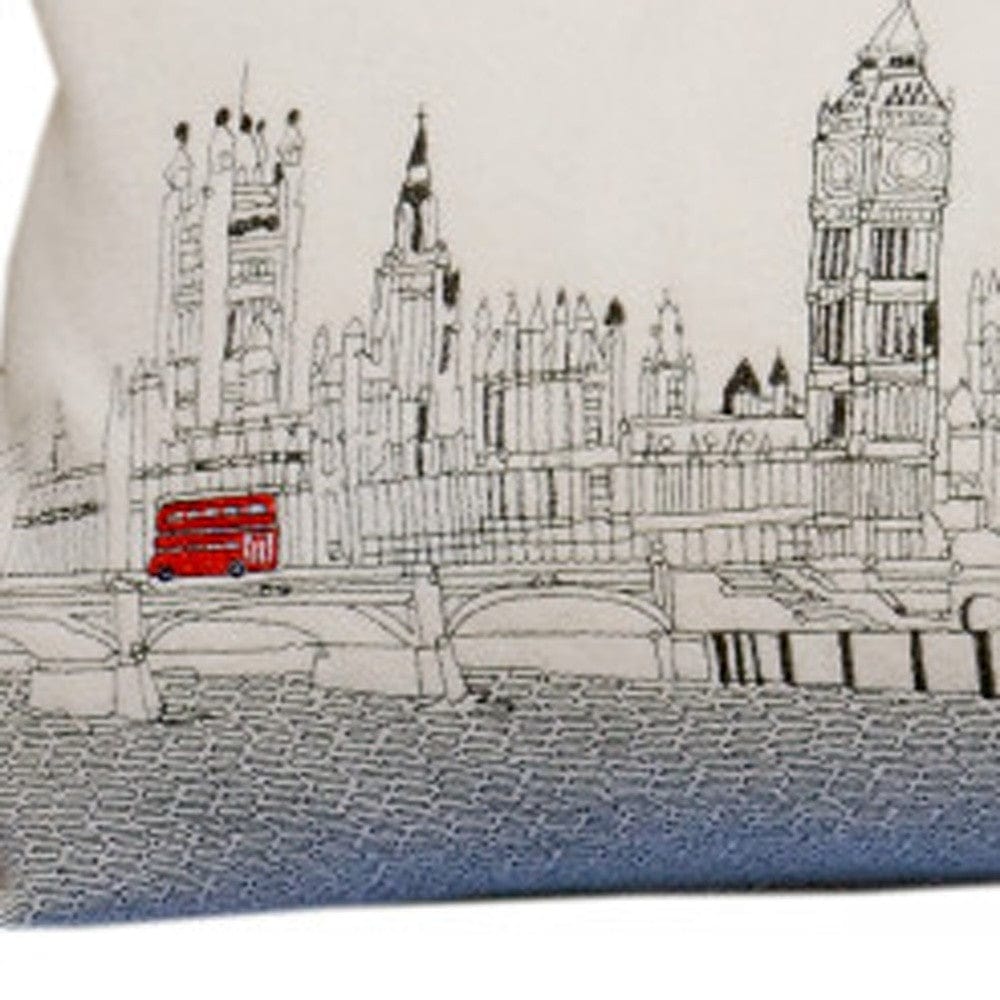 35" White London Daylight Skyline Lumbar Decorative Pillow