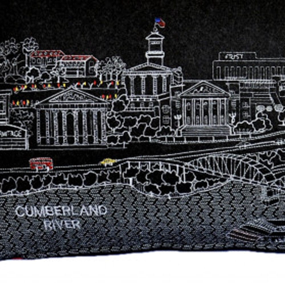 35" Black Nashville Nighttime Skyline Lumbar Decorative Pillow