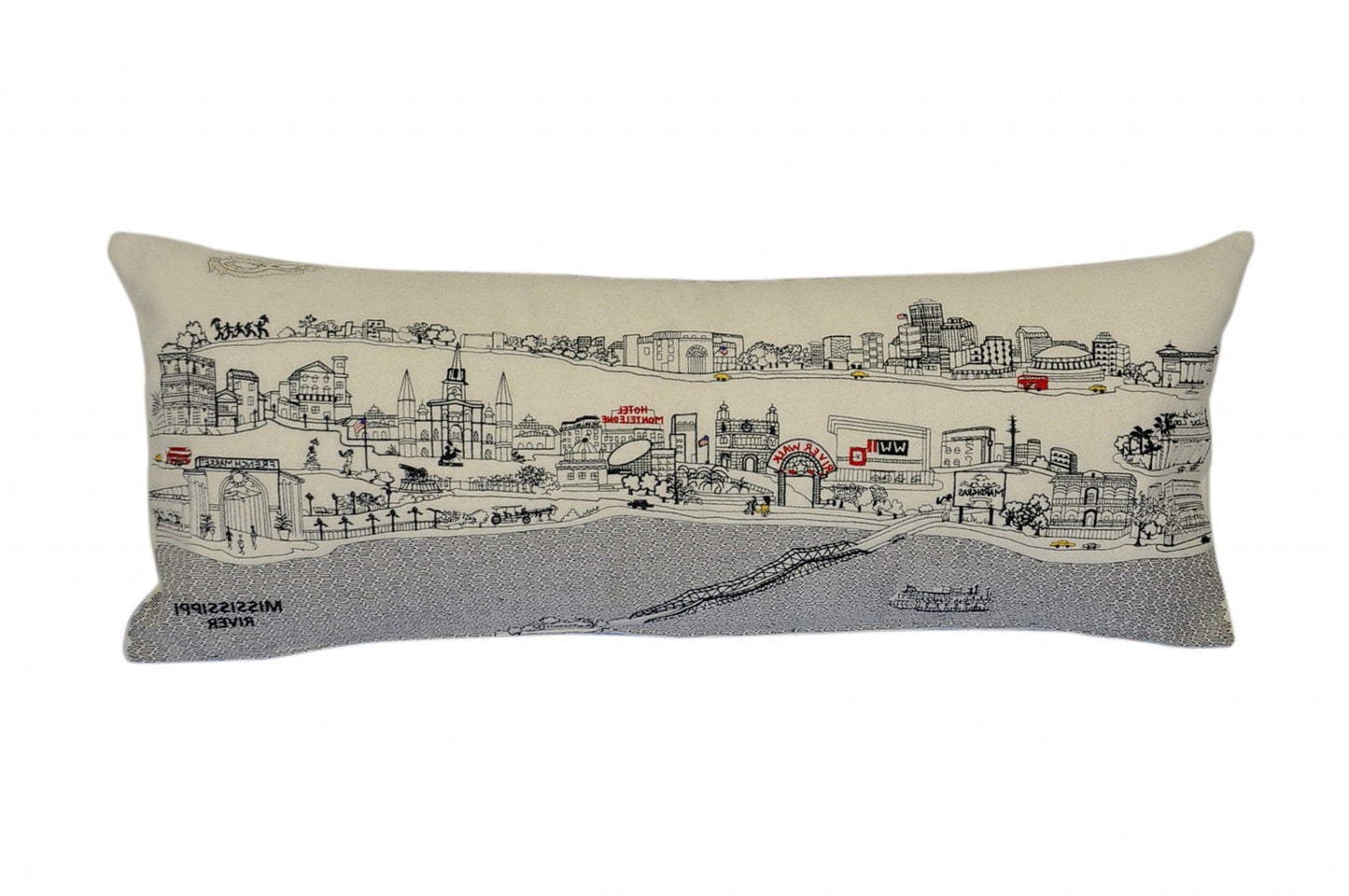 35" White New Orleans Daylight Skyline Lumbar Decorative Pillow