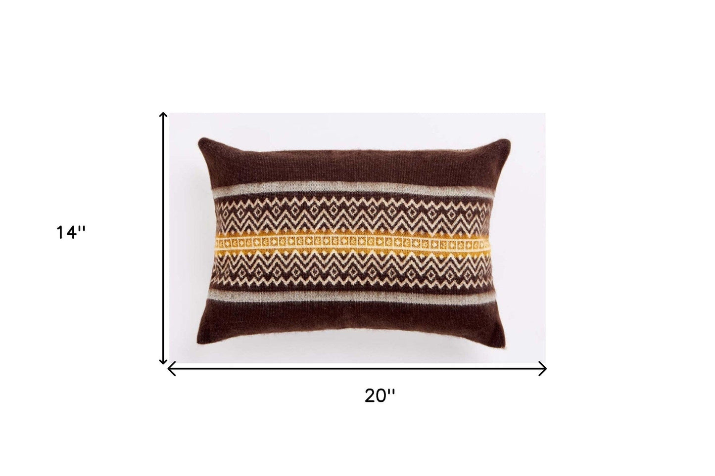 20" X 14" Brown And White Mountain Scene Zippered Lumbar Pillow Cover