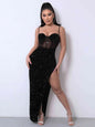 Sequin Spliced Mesh Adjustable Strap Dress - Image #1