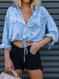 Tie Detail Denim Top - Image #1