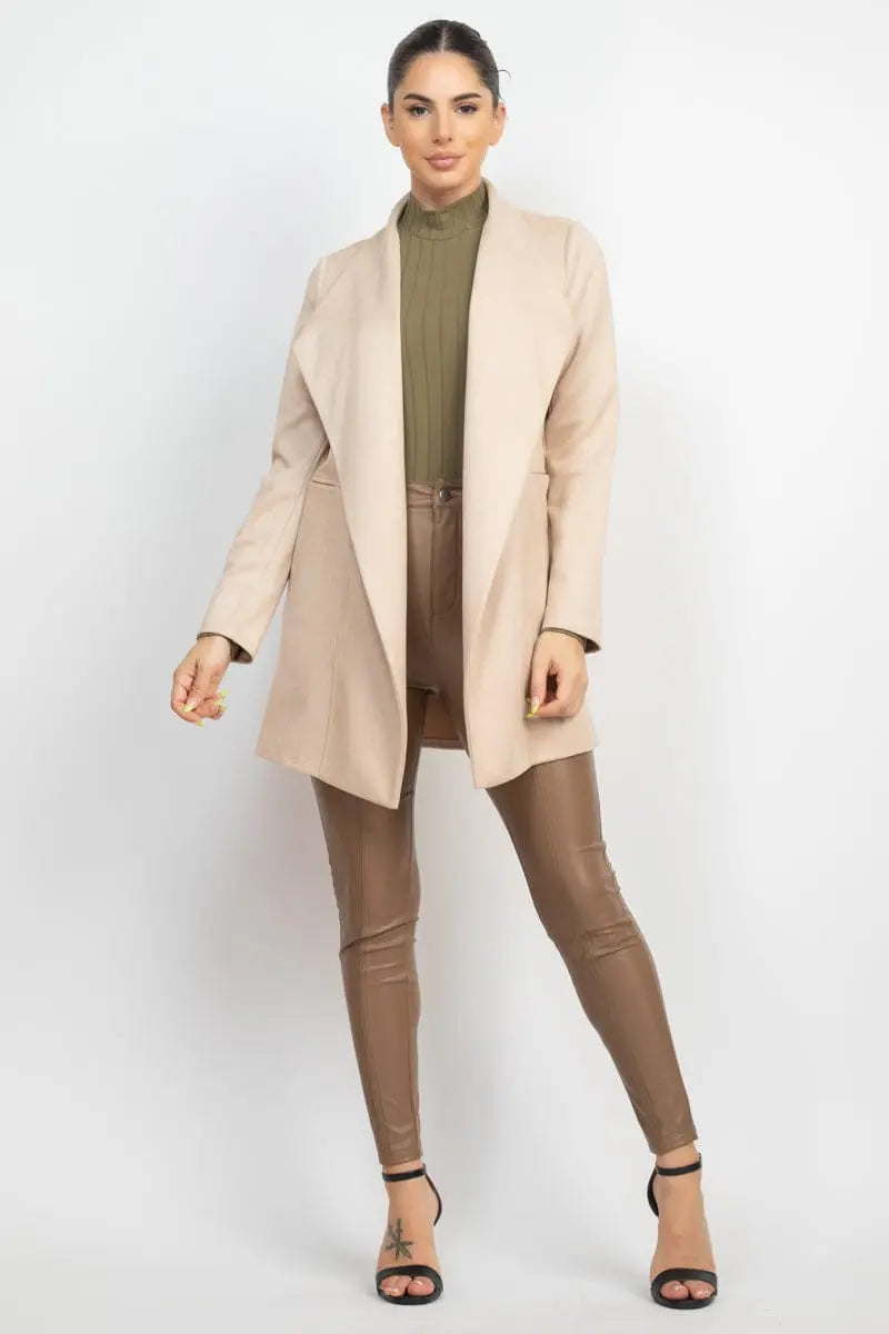 Open Front Suede Blazer - Image #2