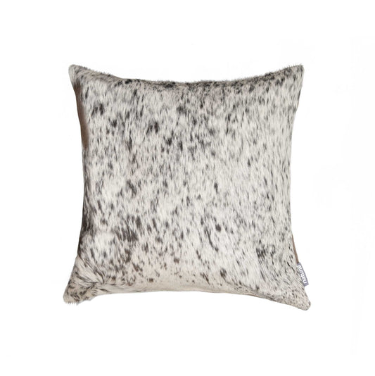 18" X 18" X 5" Salt And Pepper Gray And White Cowhide  Pillow