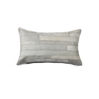 12" X 20" X 5" White And Brown Cowhide  Pillow