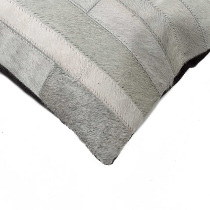 12" X 20" X 5" White And Brown Cowhide  Pillow