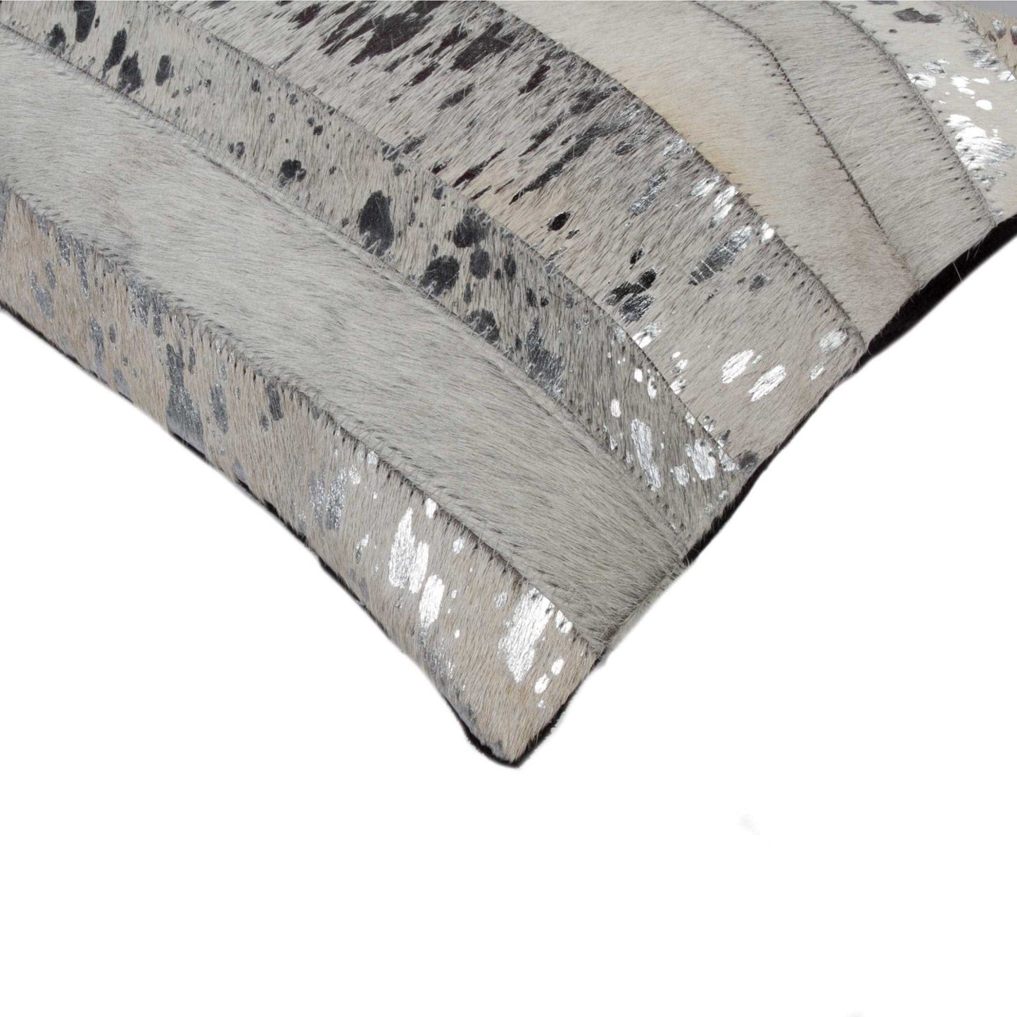 12" X 20" X 5" Black And Silver  Pillow