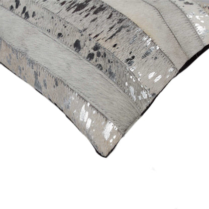 12" X 20" X 5" Black And Silver  Pillow