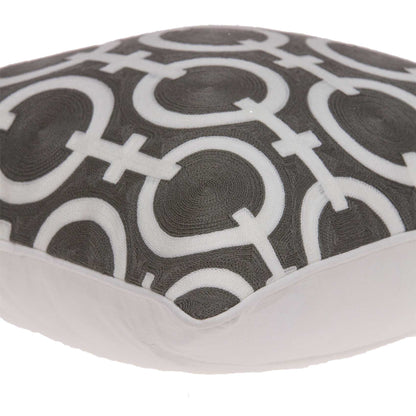 20" X 0.5" X 20" Transitional Gray And White Cotton Pillow Cover