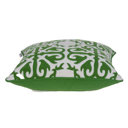 20" X 0.5" X 20" Transitional Green And White Accent Cotton Pillow Cover