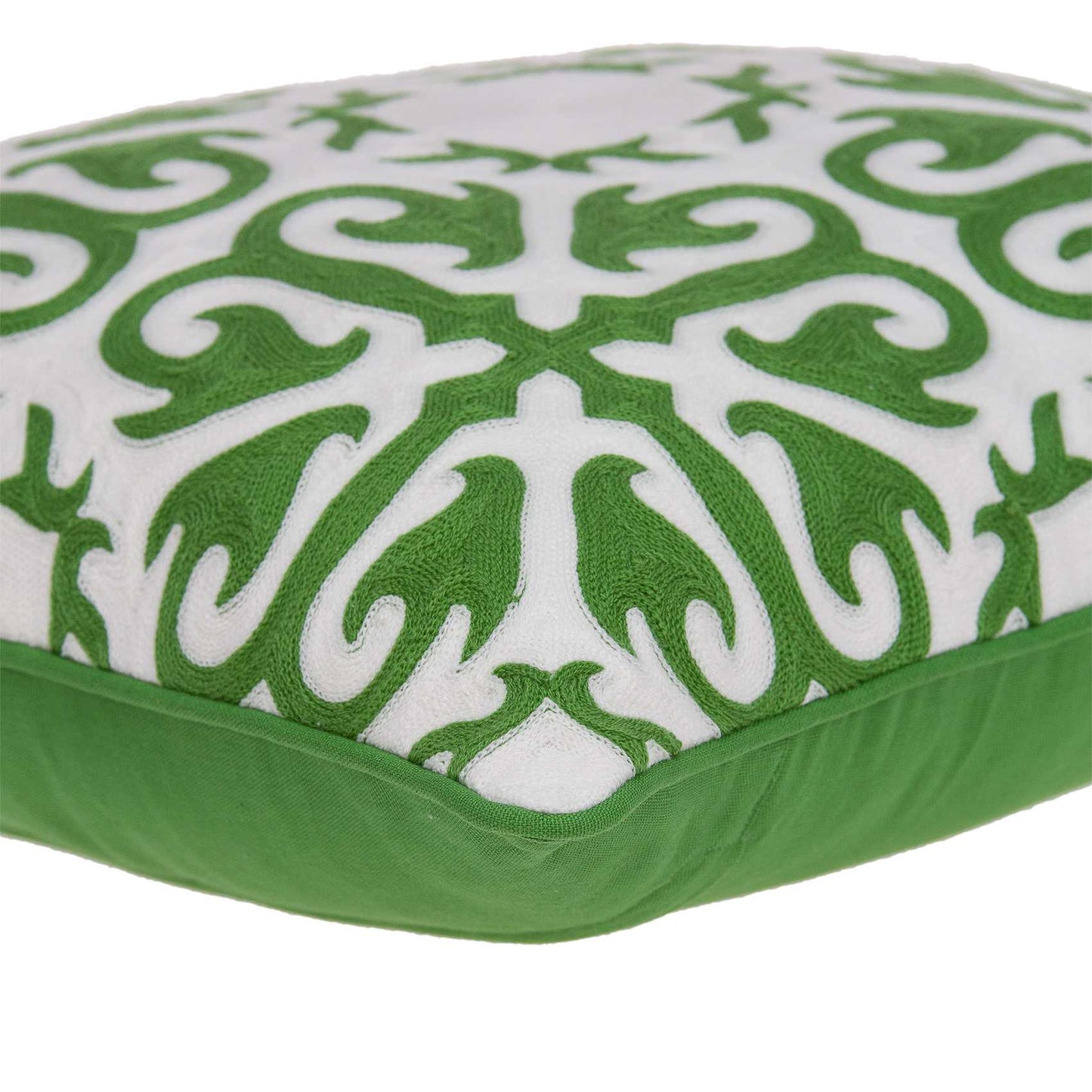 20" X 0.5" X 20" Transitional Green And White Accent Cotton Pillow Cover