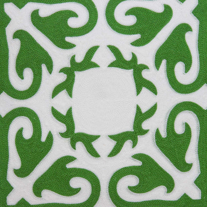 20" X 0.5" X 20" Transitional Green And White Accent Cotton Pillow Cover