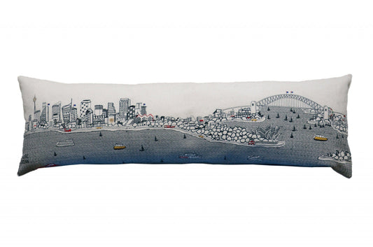 45" White Sydney Daylight Skyline Lumbar Decorative Pillow