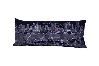 35" Black Austin Nighttime Skyline Lumbar Decorative Pillow
