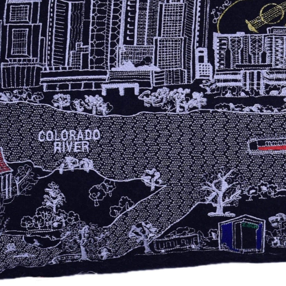 35" Black Austin Nighttime Skyline Lumbar Decorative Pillow