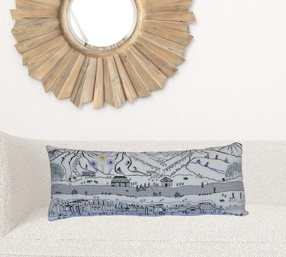 35" White Breckenridge Daylight Skyline Lumbar Decorative Pillow