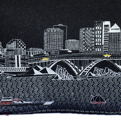 35" Black Cleveland Nighttime Skyline Lumbar Decorative Pillow