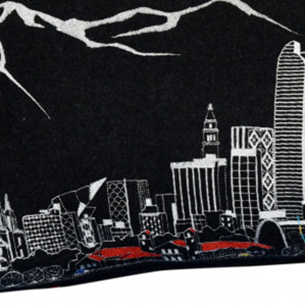 35" Black Denver Nighttime Skyline Lumbar Decorative Pillow