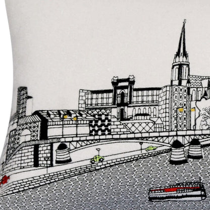 35" White Frankfurt Daylight Skyline Lumbar Decorative Pillow