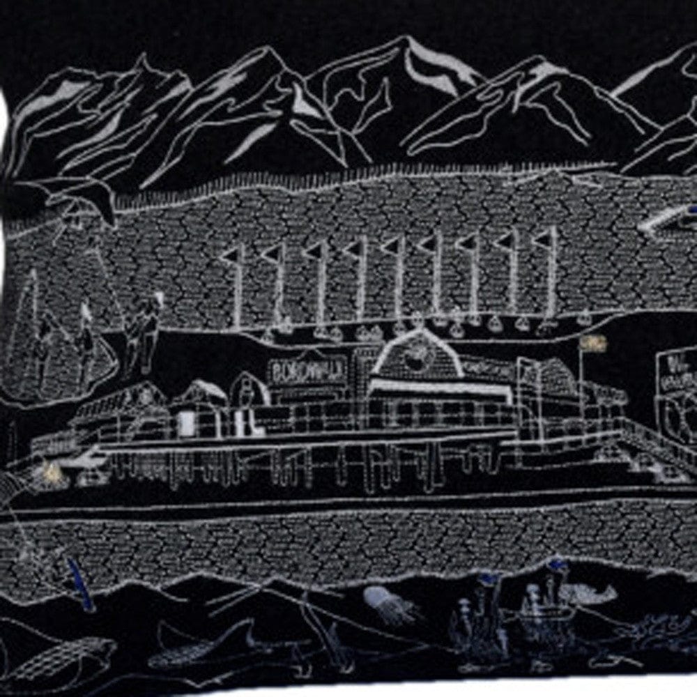 35" Black Homer Spit Nighttime Skyline Lumbar Decorative Pillow