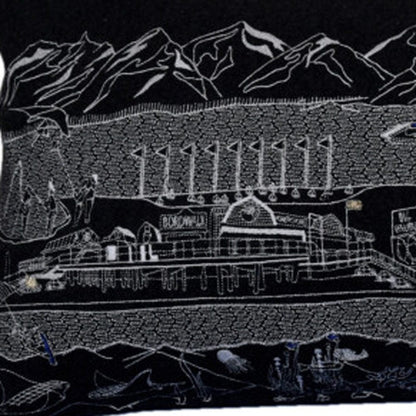 35" Black Homer Spit Nighttime Skyline Lumbar Decorative Pillow