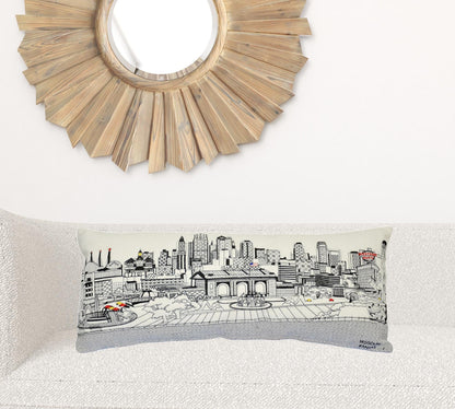 35" White Kansas City Daylight Skyline Lumbar Decorative Pillow