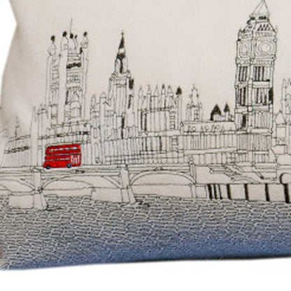 35" White London Daylight Skyline Lumbar Decorative Pillow
