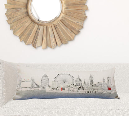 35" White London Daylight Skyline Lumbar Decorative Pillow