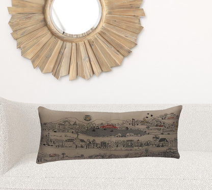 35" White Los Gatos Daylight Skyline Lumbar Decorative Pillow