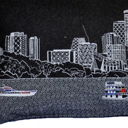 35" Black Minneapolis Nighttime Skyline Lumbar Decorative Pillow