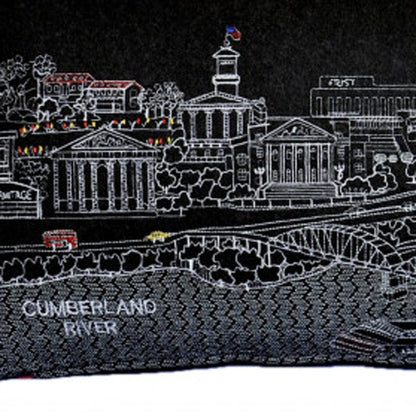 35" Black Nashville Nighttime Skyline Lumbar Decorative Pillow