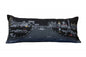 35" Black and White Paris Nighttime Skyline Standard Lumbar Decorative Pillow